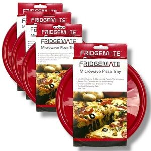 Frigidaire Pizza Reheating Microwave Reusable 4 Trays Fridgemate Red Round NEW